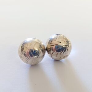 Sterling Button Earrings Pierced